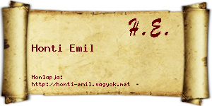Honti Emil névjegykártya